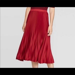 Red Pleated Skirt